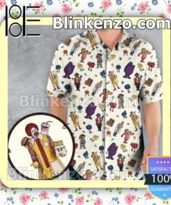 1980s Big Burger Joint Mascot Characters Grouping Fan Short Sleeve Shirt a