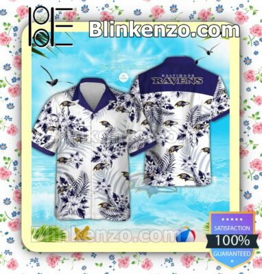 Baltimore Ravens Logo Aloha Tropical Shirt, Shorts