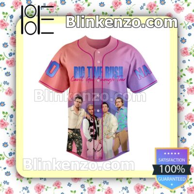 Big Time Rush Can't Get Enough Tour Pink Personalized Baseball Jersey a