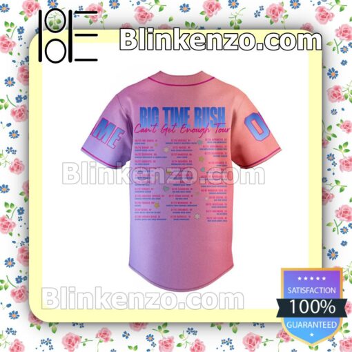 Big Time Rush Can't Get Enough Tour Pink Personalized Baseball Jersey b