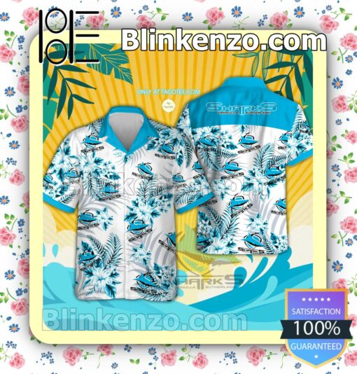 Cronulla-Sutherland Sharks Logo Aloha Tropical Shirt, Shorts