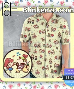 Cute Bowser And Mario Pattern Fan Short Sleeve Shirt a