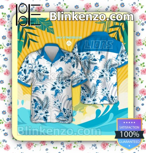 Detroit Lions Logo Aloha Tropical Shirt, Shorts