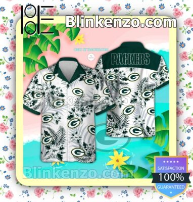 Green Bay Packers Logo Aloha Tropical Shirt, Shorts