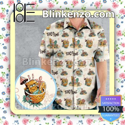 Patrick Squidward Spongebob Squarepants Tiki Time Fan Short Sleeve Shirt a