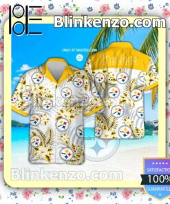 Pittsburgh Steelers Logo Aloha Tropical Shirt, Shorts