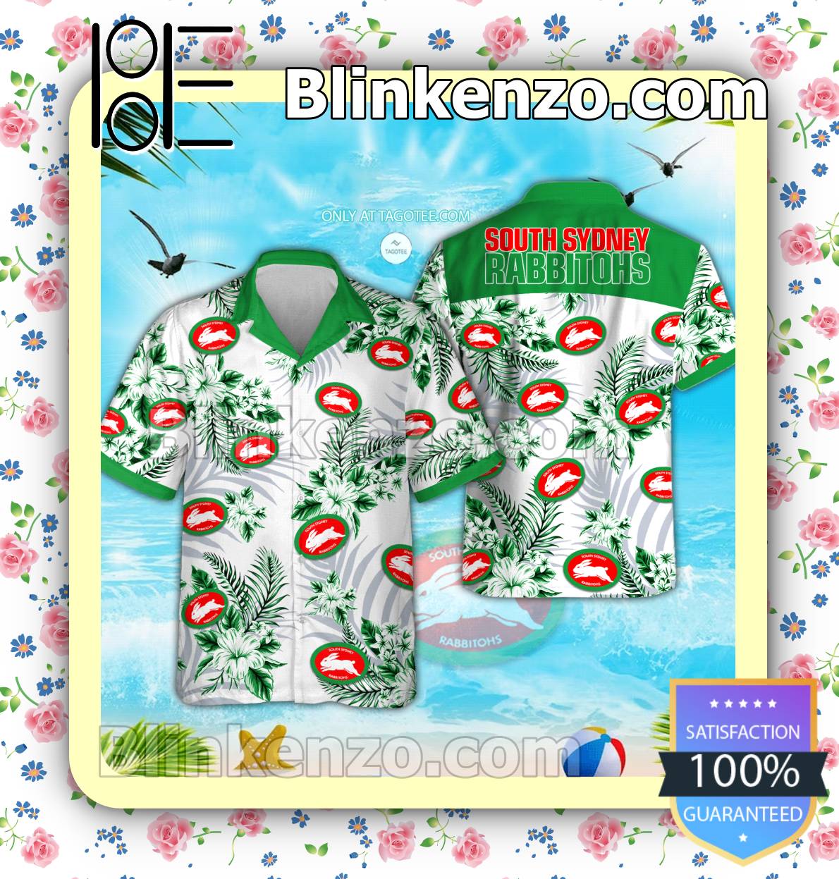 NRL South Sydney Rabbitohs Logo Sumer Hawaiian Shirt For Fans