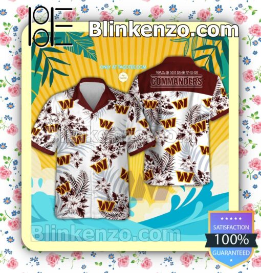 Washington Commanders Logo Aloha Tropical Shirt, Shorts