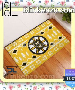 Boston Bruins Christmas Pattern Doormat