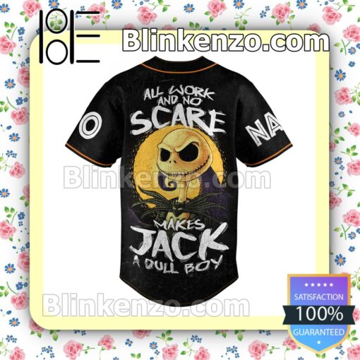 Jack Skellington All Word And No Scare Makes Jack A Dull Boy Personalized Baseball Jersey a