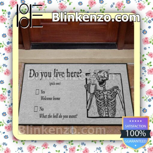 Skeleton Do You Live Here Doormat