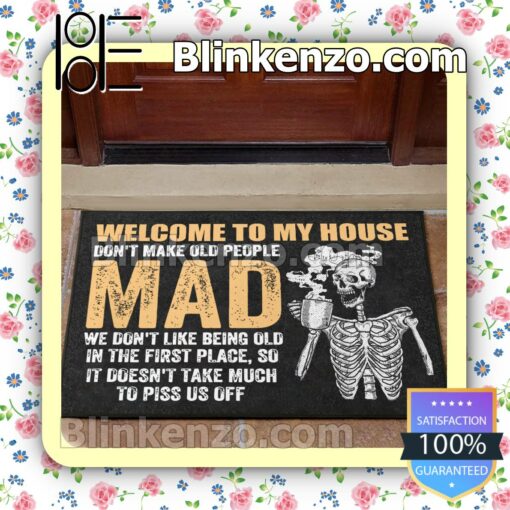 Skeleton Welcome To My House Don't Make Old People Mad Doormat