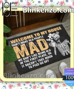 Real Skeleton Welcome To My House Don't Make Old People Mad Doormat