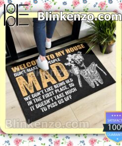 Sale Off Skeleton Welcome To My House Don't Make Old People Mad Doormat