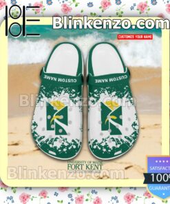 University of Maine Fort Kent Logo Crocs Clogs a