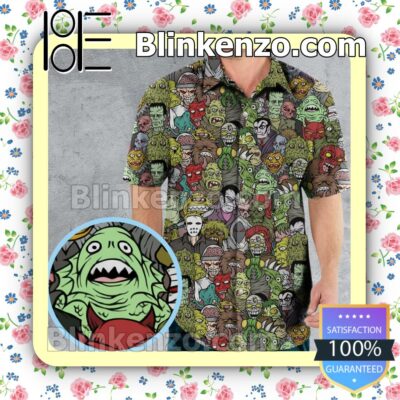 Discount All The Monsters Aloha Short Sleeve Shirt