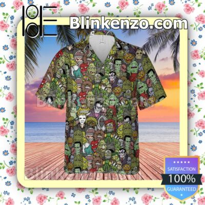 Hot Deal All The Monsters Aloha Short Sleeve Shirt