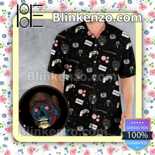 Consume They Live Patterns Men Aloha Shirts a