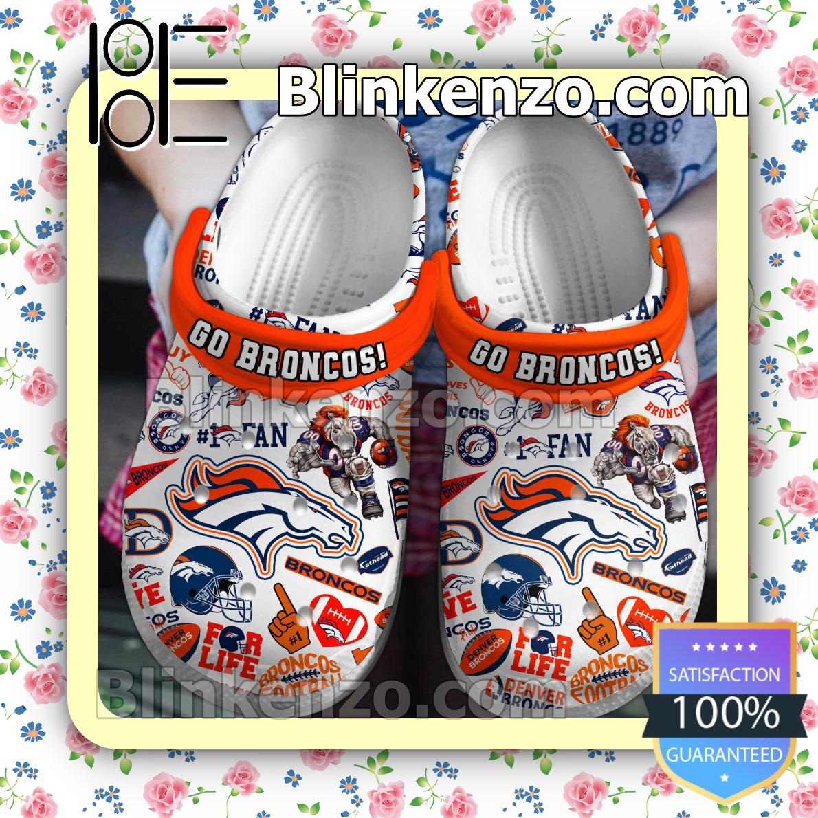 Denver Broncos Let's Go Broncos For Life Clogs Crocs - Growkoc