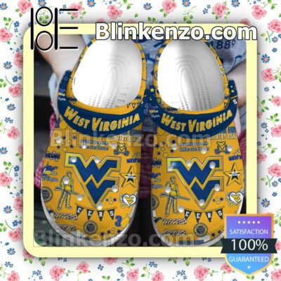 West Virginia Mountaineers Football Pattern Crocs Clogs