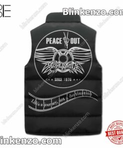 Gorgeous Aerosmith Peace Out Life's A Journey Not A Destination Puffer Sleeveless Jacket