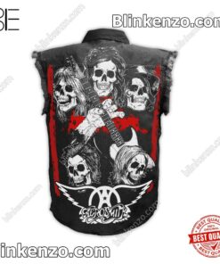 Popular Aerosmith Skull Rock Band Men's Denim Vest