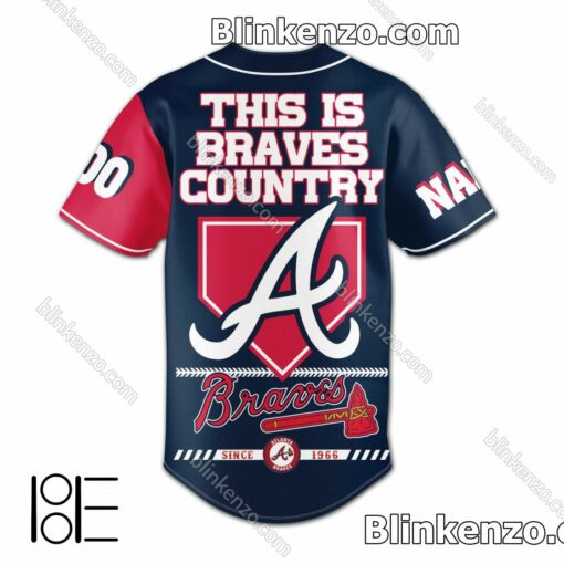 Ships From USA Atlanta Braves This Is Braves Country Personalized Baseball Jersey