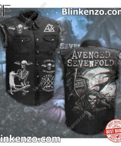 Avenged Sevenfold Rock Band Skull Men's Denim Vest