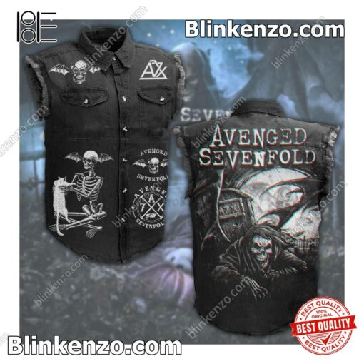 Avenged Sevenfold Rock Band Skull Men's Denim Vest