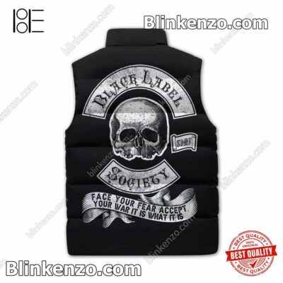 Great Quality Black Label Society Face Your Fear Accept Your War It Is What It Is Cropped Puffer Jacket