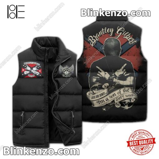 Brantley Gilbert Loud And Rowdy I'm A Son Of The Dirty South Sleeveless Puffer Vest Jacket
