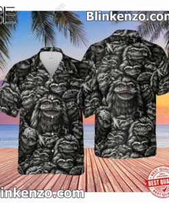 Critters Pattern Halloween Men's Short Sleeve Shirt