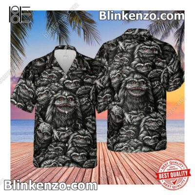 Critters Pattern Halloween Men's Short Sleeve Shirt