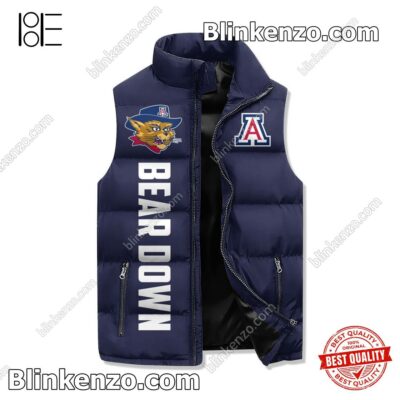 Top Damn Right I Am A Arizona Wildcats Fan Win Or Lose Bear Down Winter Puffer Vest