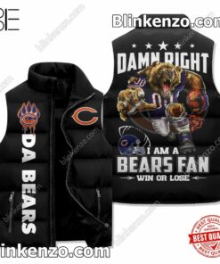 Damn Right I Am A Chicago Bears Fan Win Or Lose Cropped Puffer Jacket