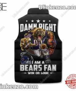 Very Good Quality Damn Right I Am A Chicago Bears Fan Win Or Lose Cropped Puffer Jacket