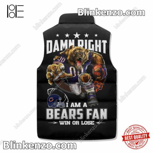 Very Good Quality Damn Right I Am A Chicago Bears Fan Win Or Lose Cropped Puffer Jacket