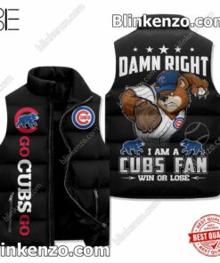 Damn Right I Am A Chicago Cubs Fan Win Or Lose Cropped Puffer Jacket