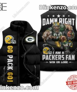 Damn Right I Am A Green Bay Packers Fan Win Or Lose Cropped Puffer Jacket