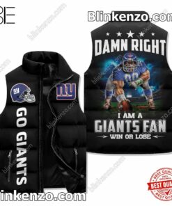 Damn Right I Am A New York Giants Fan Win Or Lose Cropped Puffer Jacket