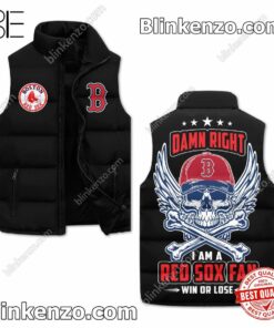 Damn Right I Am A Red Sox Fan Win Or Lose Skull Quilted Vest
