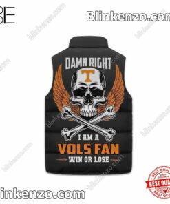 Fast Shipping Damn Right I Am A Vols Fan Win Or Lose Skull Quilted Vest