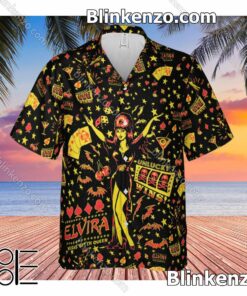 Popular Elvira Mistress Of The Dark Pattern Aloha Men's Shirt