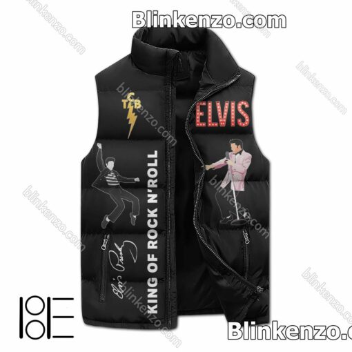 Top Elvis Presley King Of Rock N Roll Winter Puffer Vest