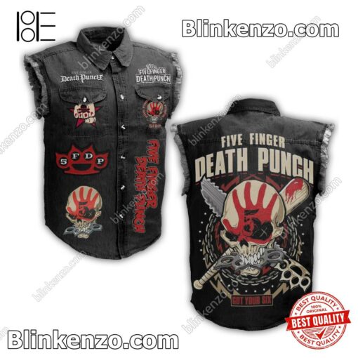 Hot Five Finger Death Punch Got Your Six Men's Denim Vest