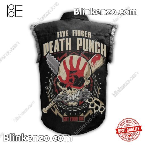 Popular Five Finger Death Punch Got Your Six Men's Denim Vest