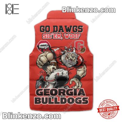 Top Georgia Bulldogs Go Dawgs Sic'em Woof Winter Puffer Vest