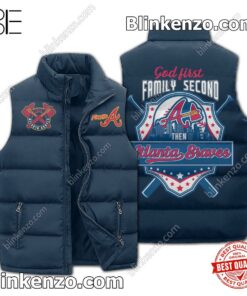 God First Family Second Then Atlanta Braves Padded Puffer Vest