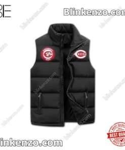 New God First Family Second Then Cincinnati Reds Padded Puffer Vest