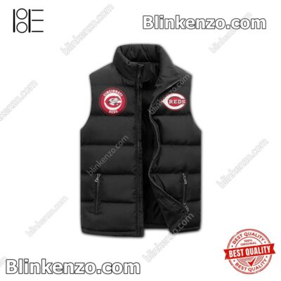 New God First Family Second Then Cincinnati Reds Padded Puffer Vest